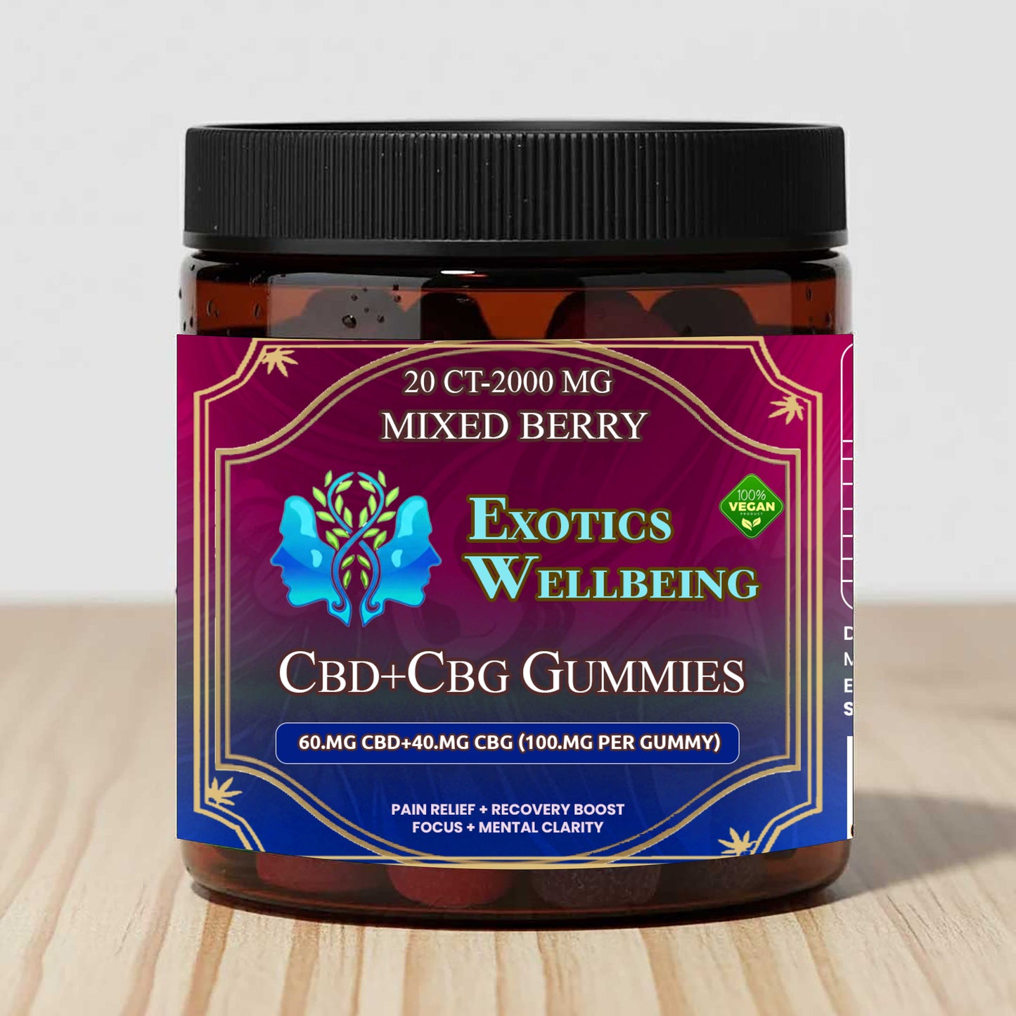 CBD+CBG Gummy Mixed Berry 2000 MG